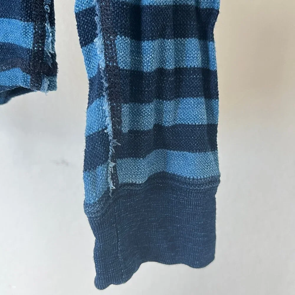 Lucky Brand True Indigo Blue Striped Cotton Long Sleeve Raglan Medium - Picture 5 of 6